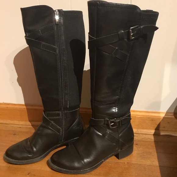 Black Leather Franco Sarto Riding Boots - Picture 5 of 6